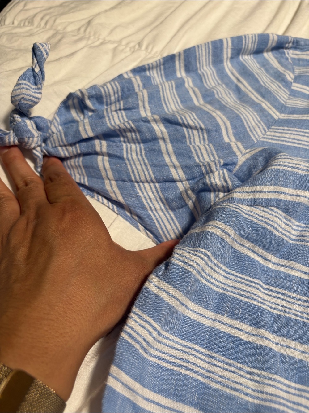 Lauren Ralph Lauren Light Blue and White 100 ‘/. Linen Striped Sundress - Picture 5 of 8